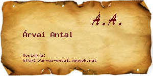 Árvai Antal névjegykártya